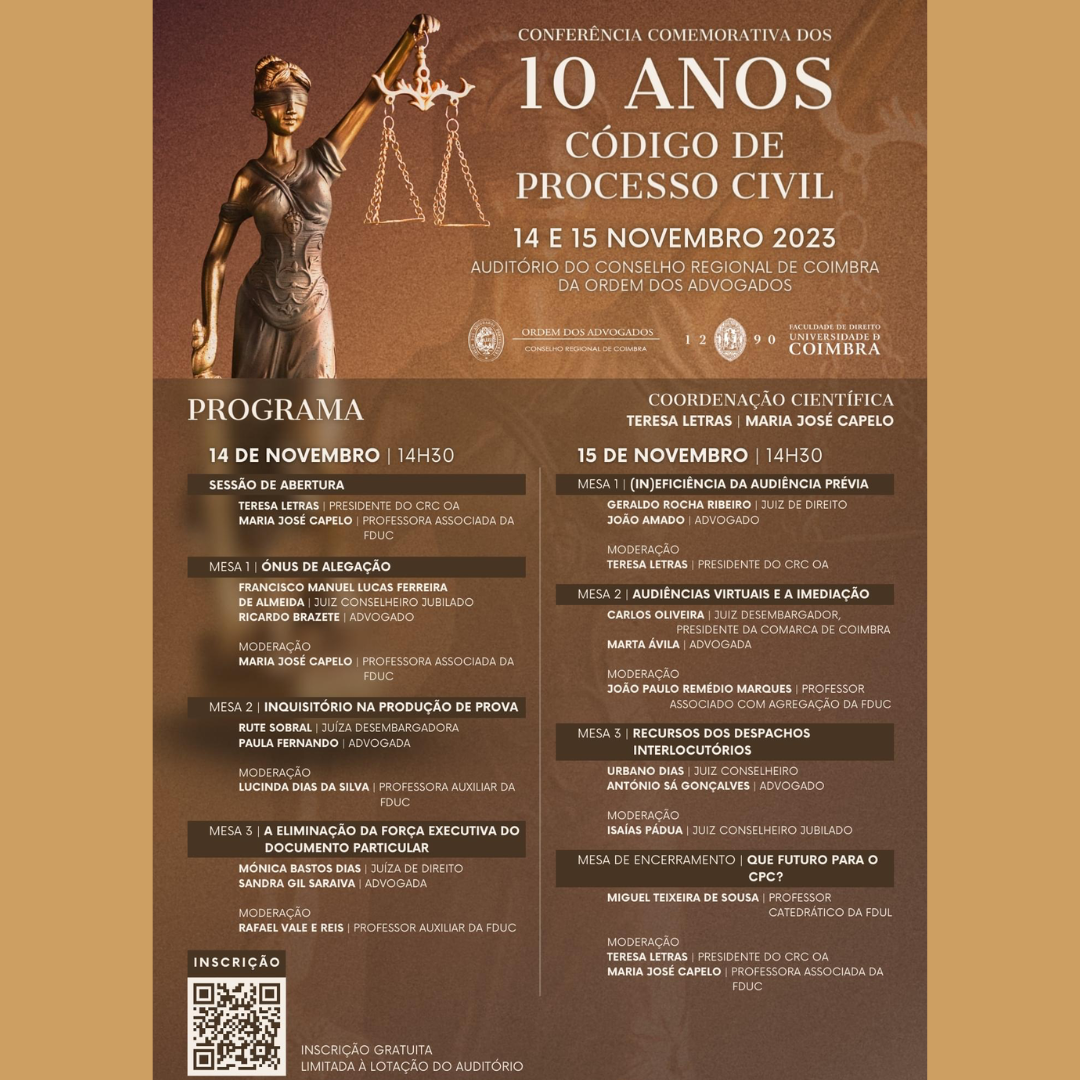 Conferncia Comemorativa: 10 anos de Cdigo de Processo Civil de Portugal.